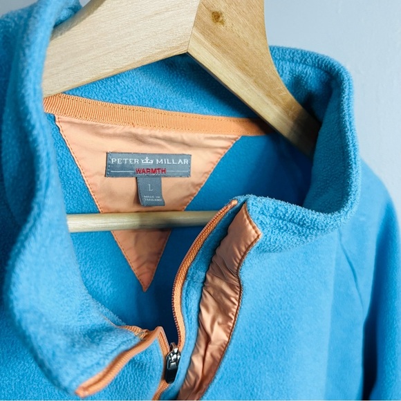 Peter Millar Warmth Blue Fleece 1/4 Button Snap Pullover XL - Picture 3 of 6
